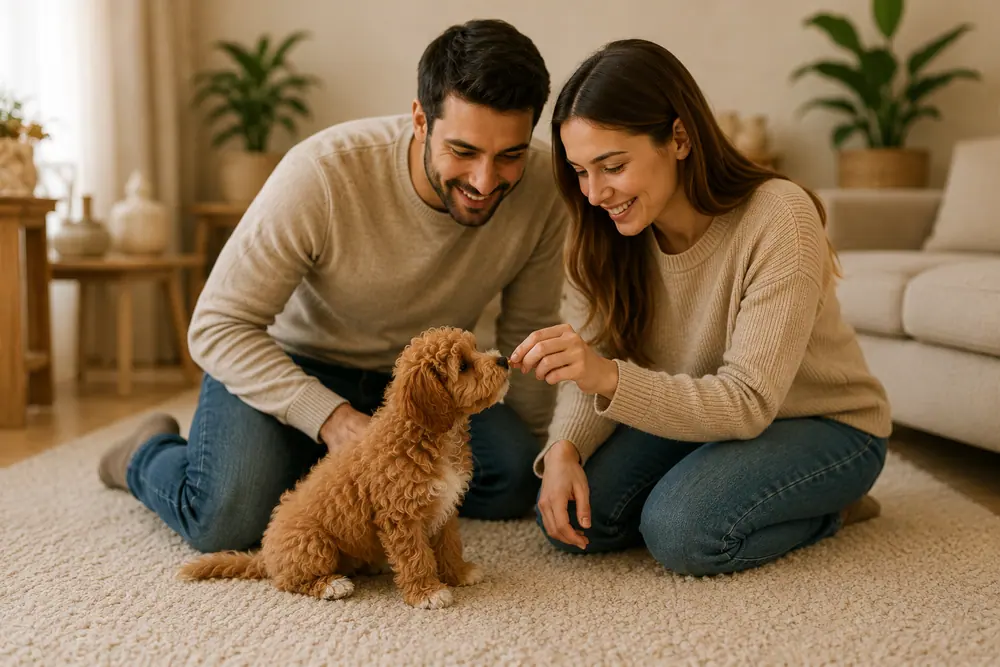 Karakterini Gözlemle aşamasını gösteren Maltipoo yavrusu