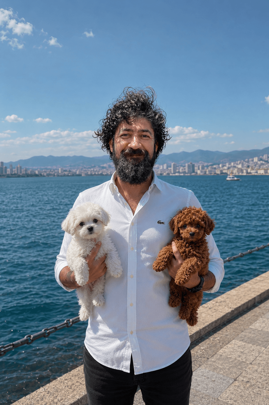 İnsan odaklı sosyalleşen beyaz Maltese yavrusu