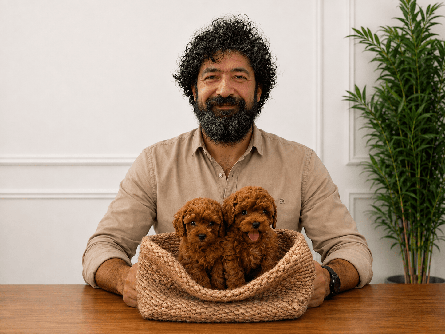 Ev ortamında sevgiyle büyüyen kızıl renkli Toy Poodle yavruları
