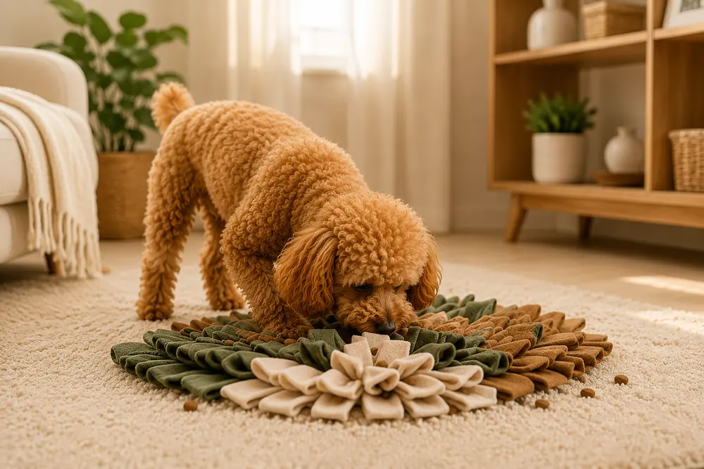 Koku oyunu yapan Toy Poodle